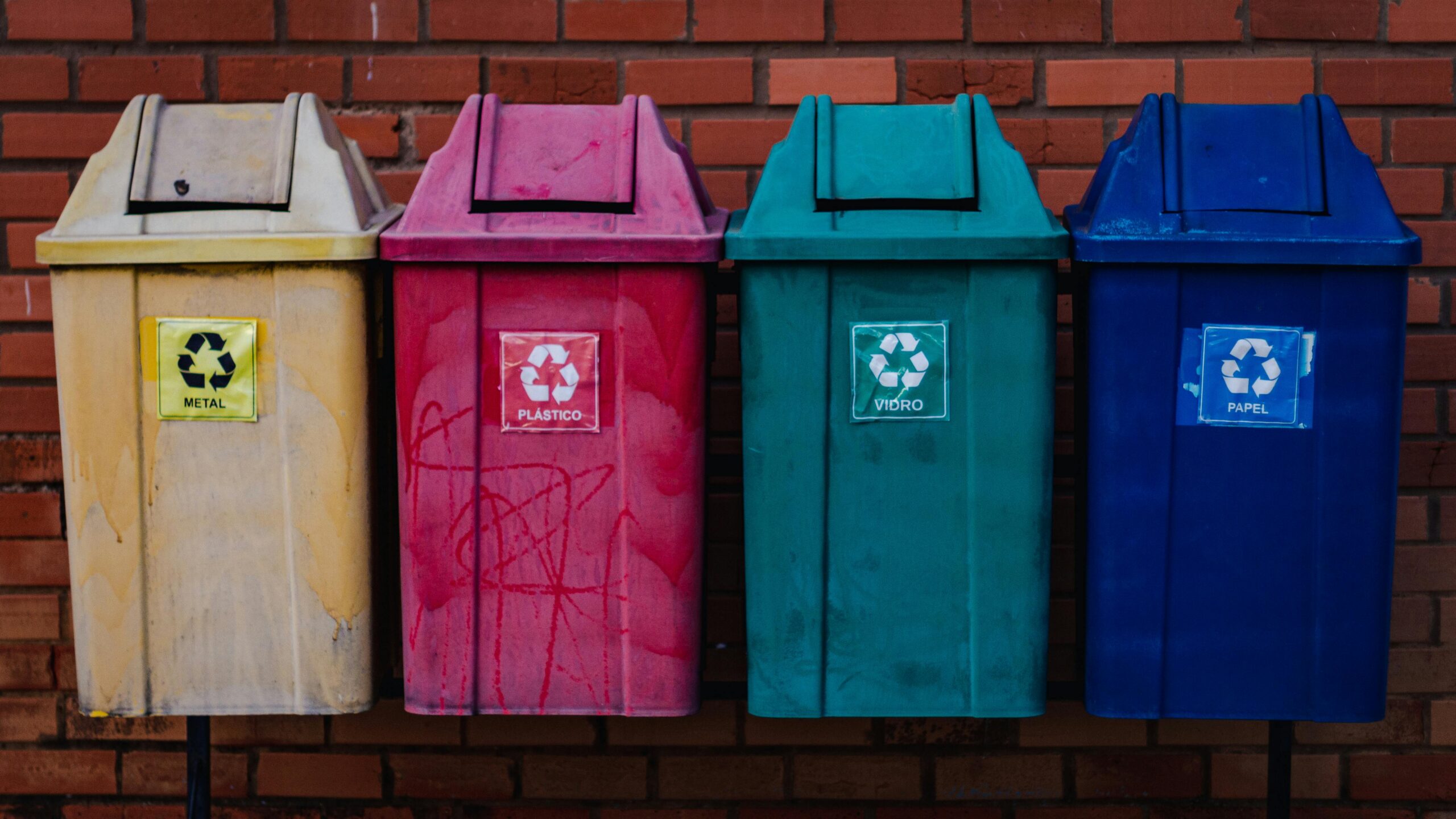 Waste bins in different sizes and colours